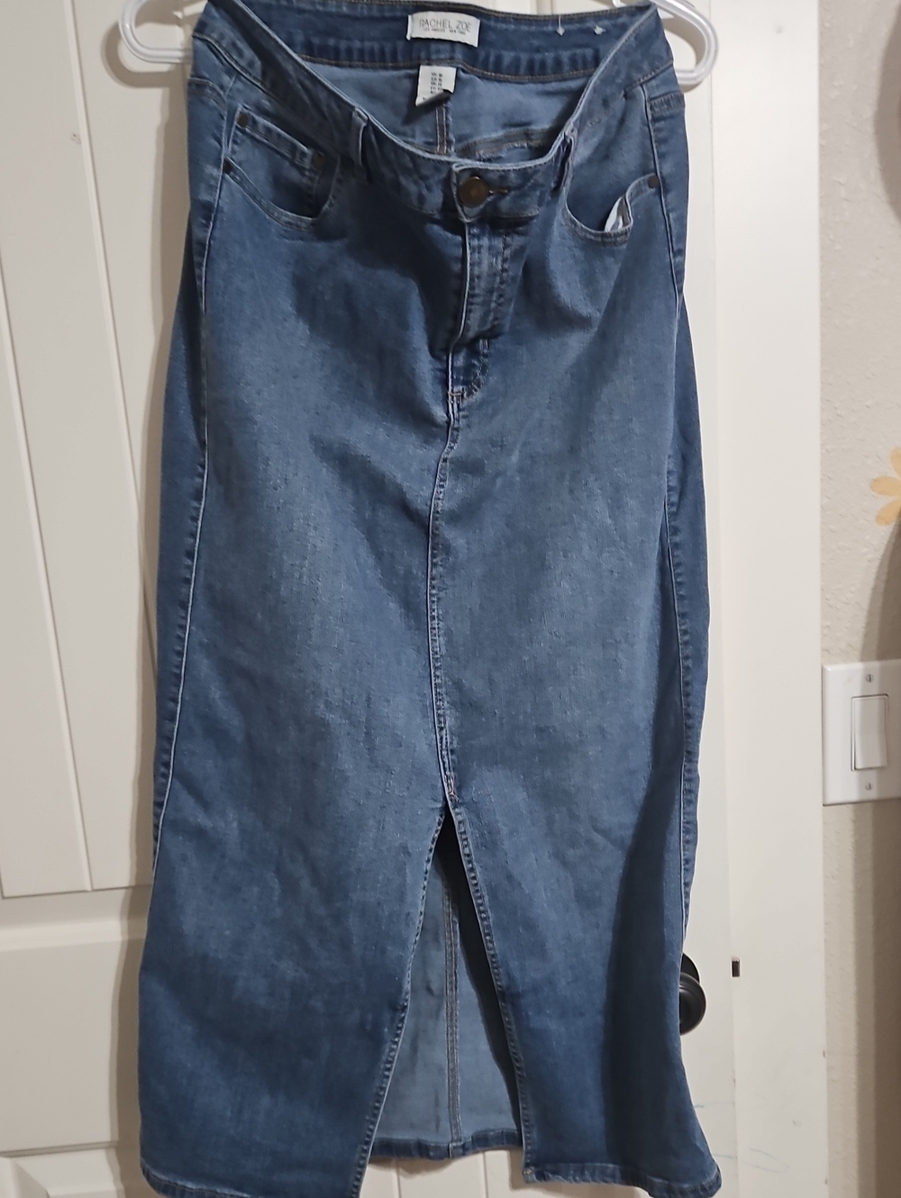 Rachel Zoe Blue Straight-Leg Denim Skirt with Front Slit